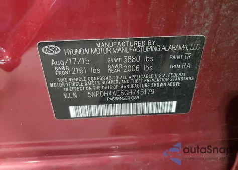 2016 Hyundai Elantra Se из США, поврежденный, VIN 5NPDH4AE6GH745179
